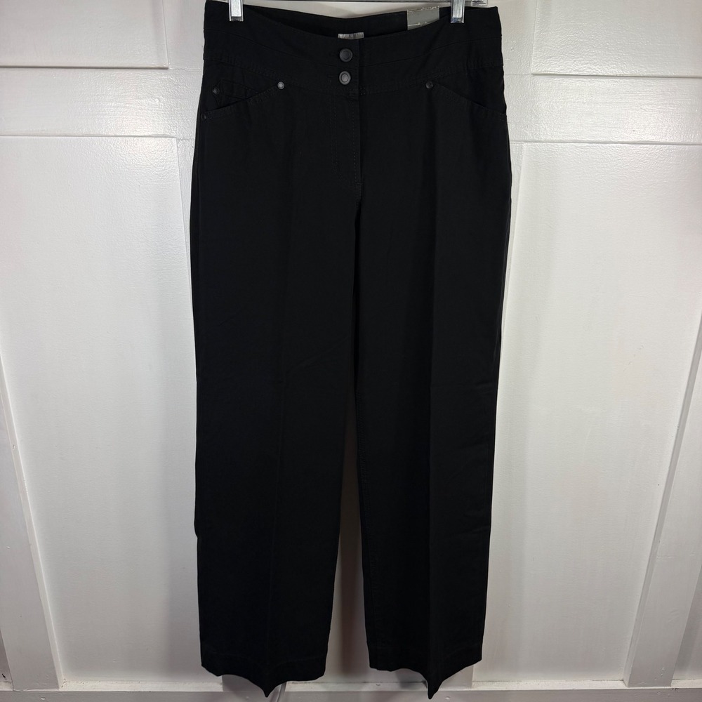 Chicos Modern Fit Black Trousers Straight Leg Cotton Stretch Pants Size 0.5 Reg